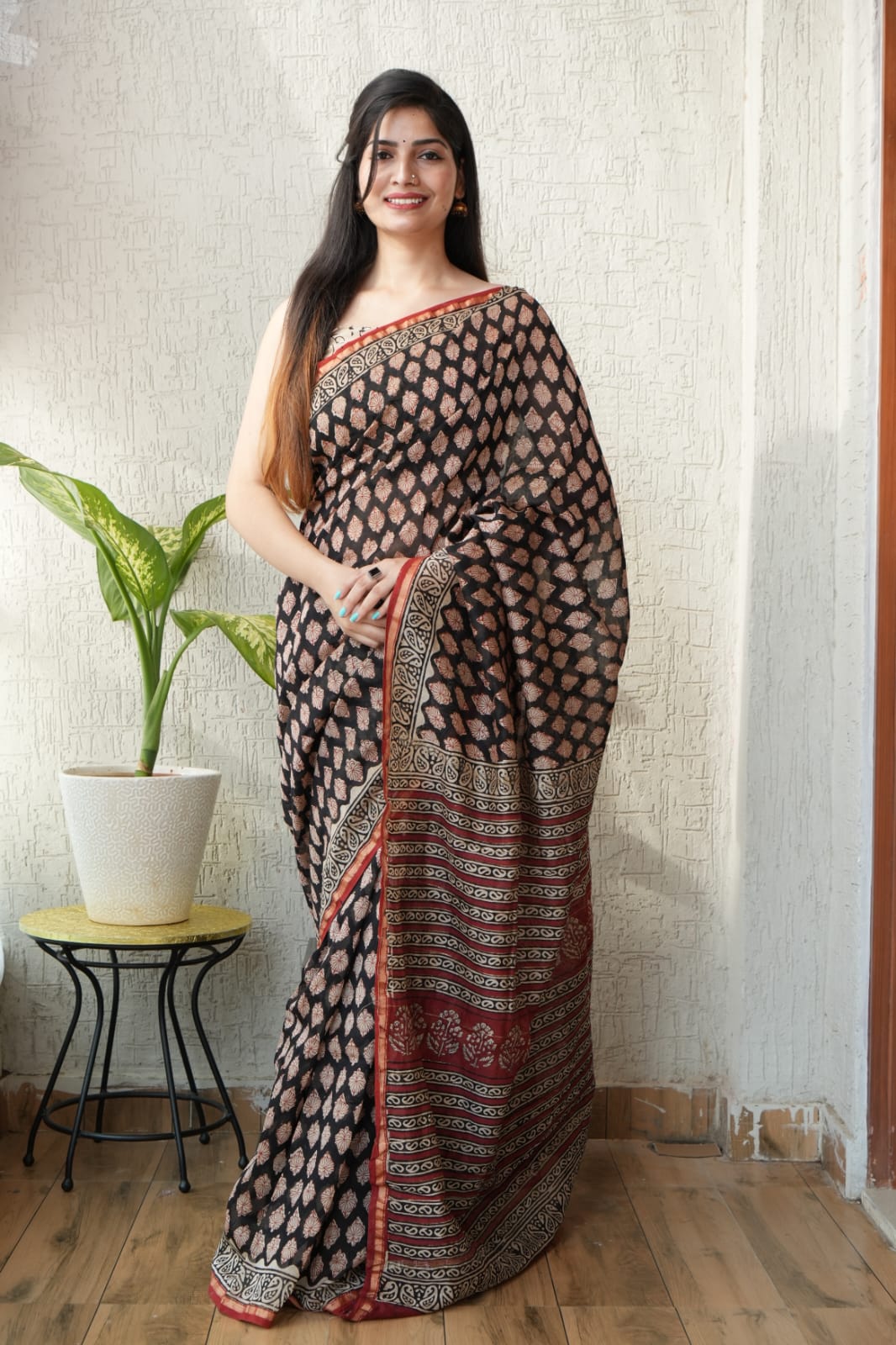 New Designer Hand Block Print Chanderi Silk Saree