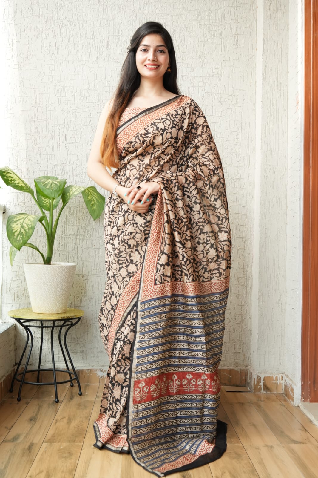 New Designer Hand Block Print Chanderi Silk Saree