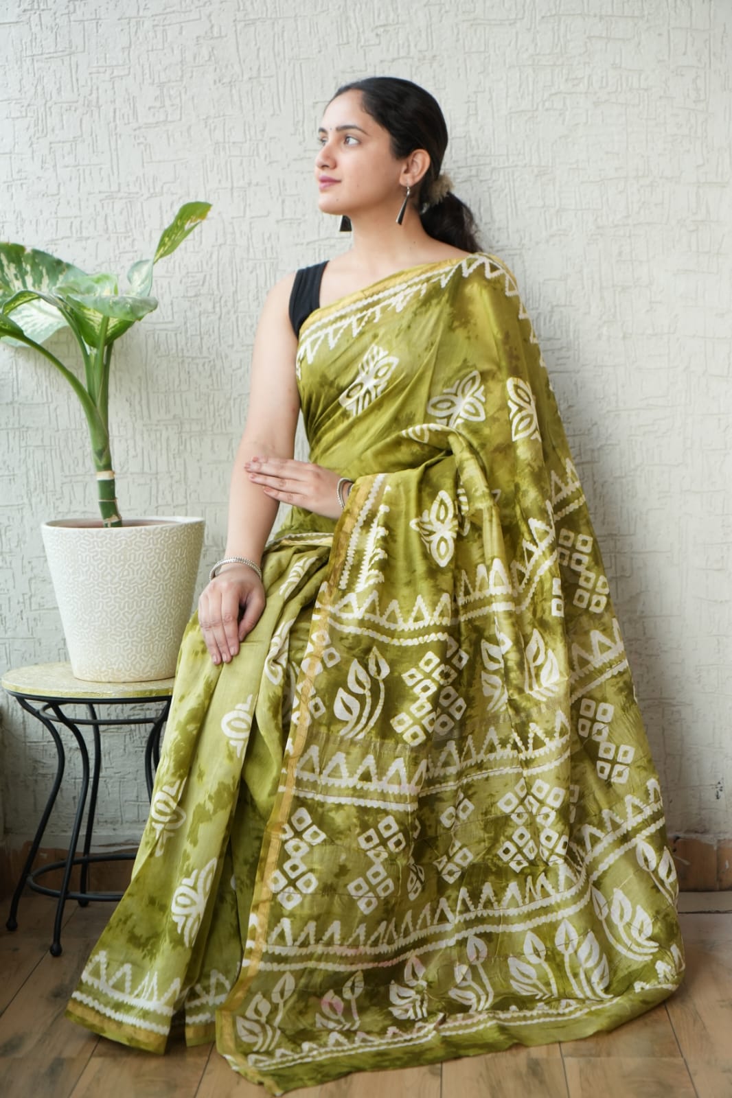 New Designer Hand Block Print Chanderi Silk Saree