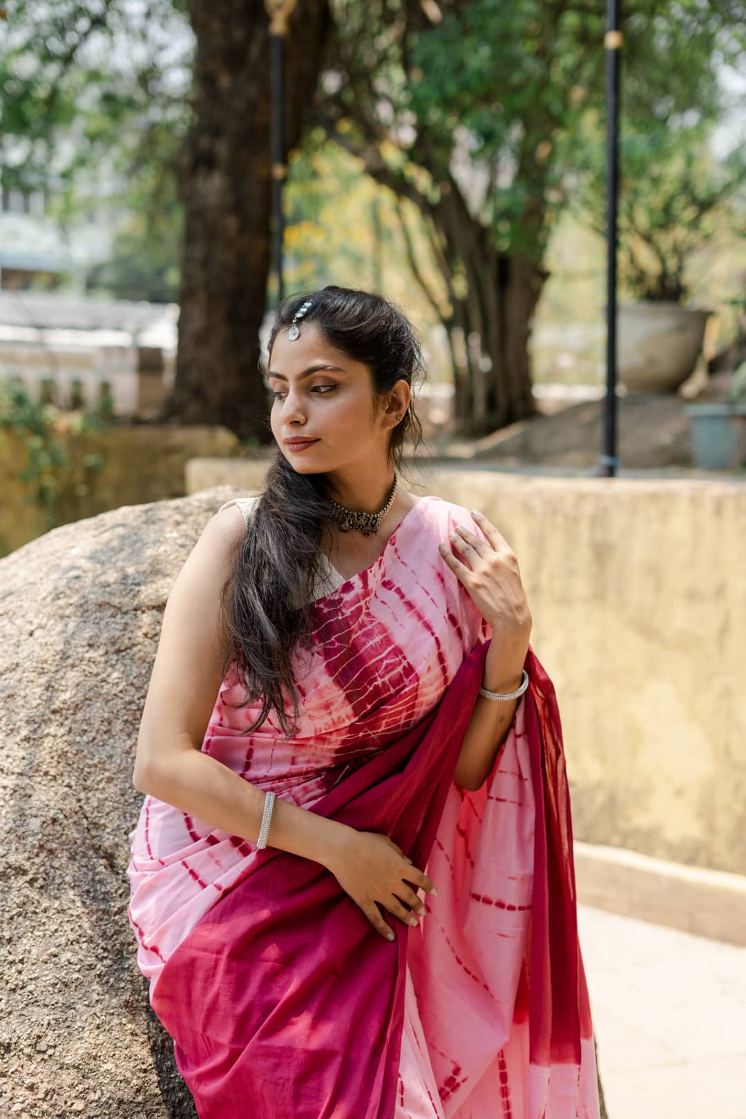 Grape Vineyard - Pink Tie Dye Saree