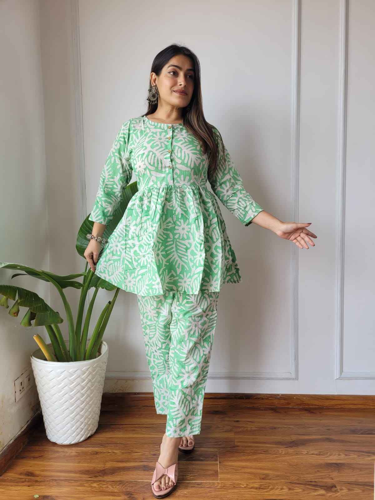 Traditional Bagru Print Cotton Kurti Palazzo Set