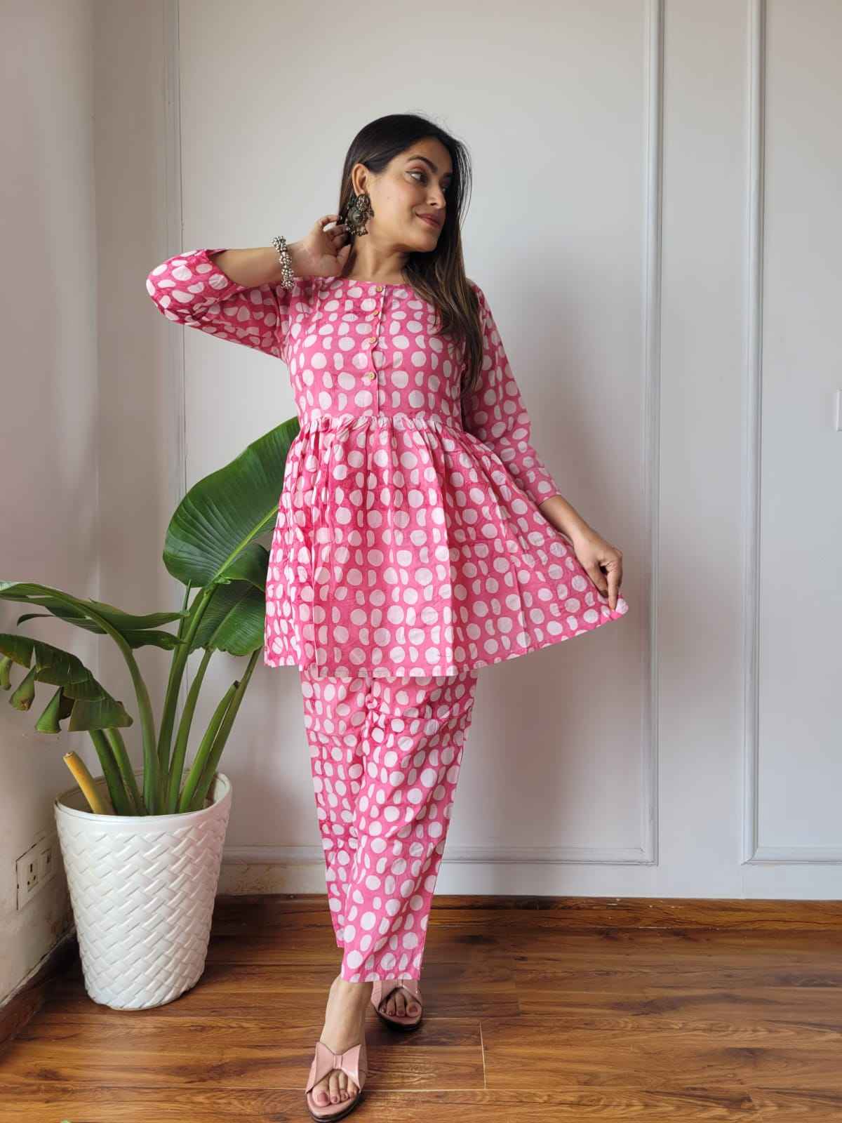 Traditional Bagru Print Cotton Kurti Palazzo Set
