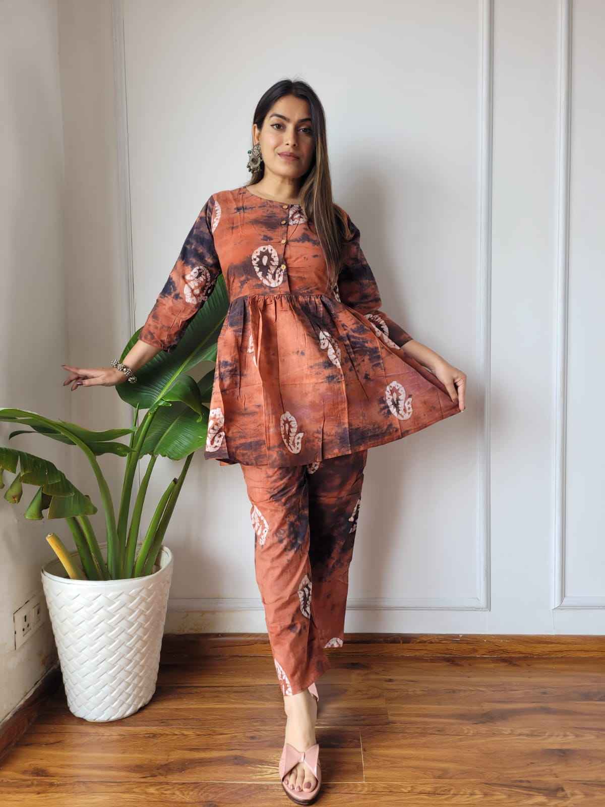 Traditional Bagru Print Cotton Kurti Palazzo Set