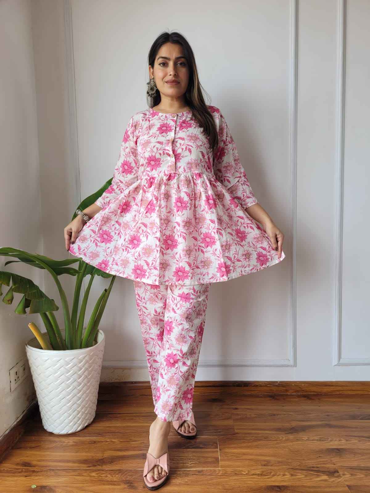 Traditional Bagru Print Cotton Kurti Palazzo Set