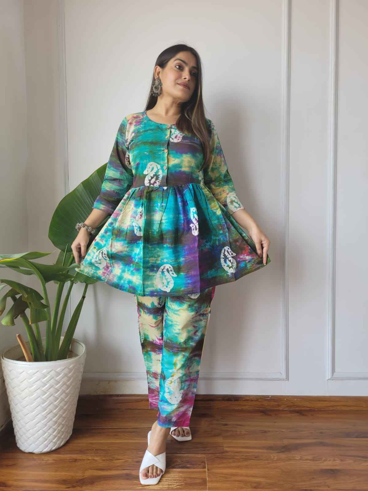Traditional Bagru Print Cotton Kurti Palazzo Set