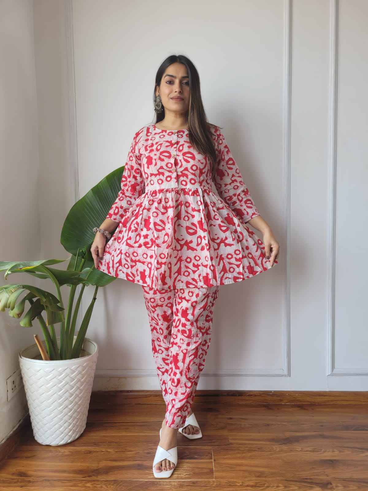 Traditional Bagru Print Cotton Kurti Palazzo Set