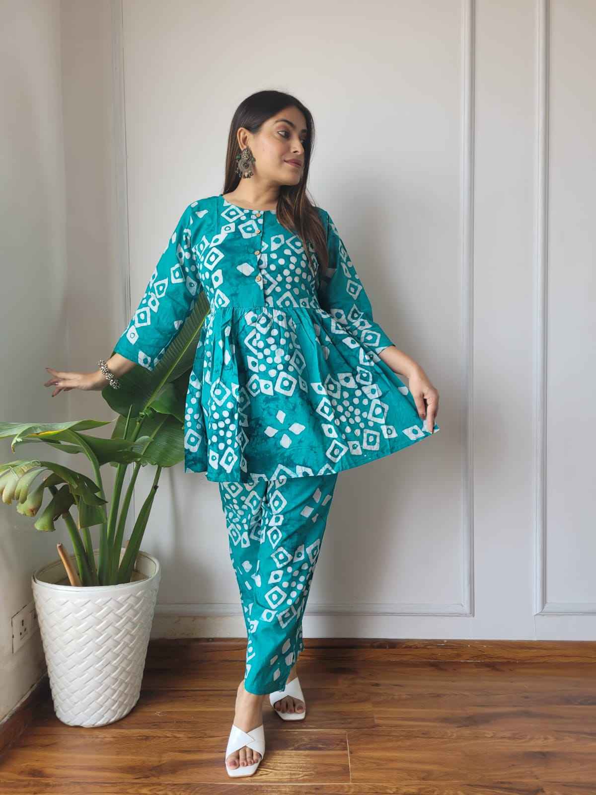 Traditional Bagru Print Cotton Kurti Palazzo Set