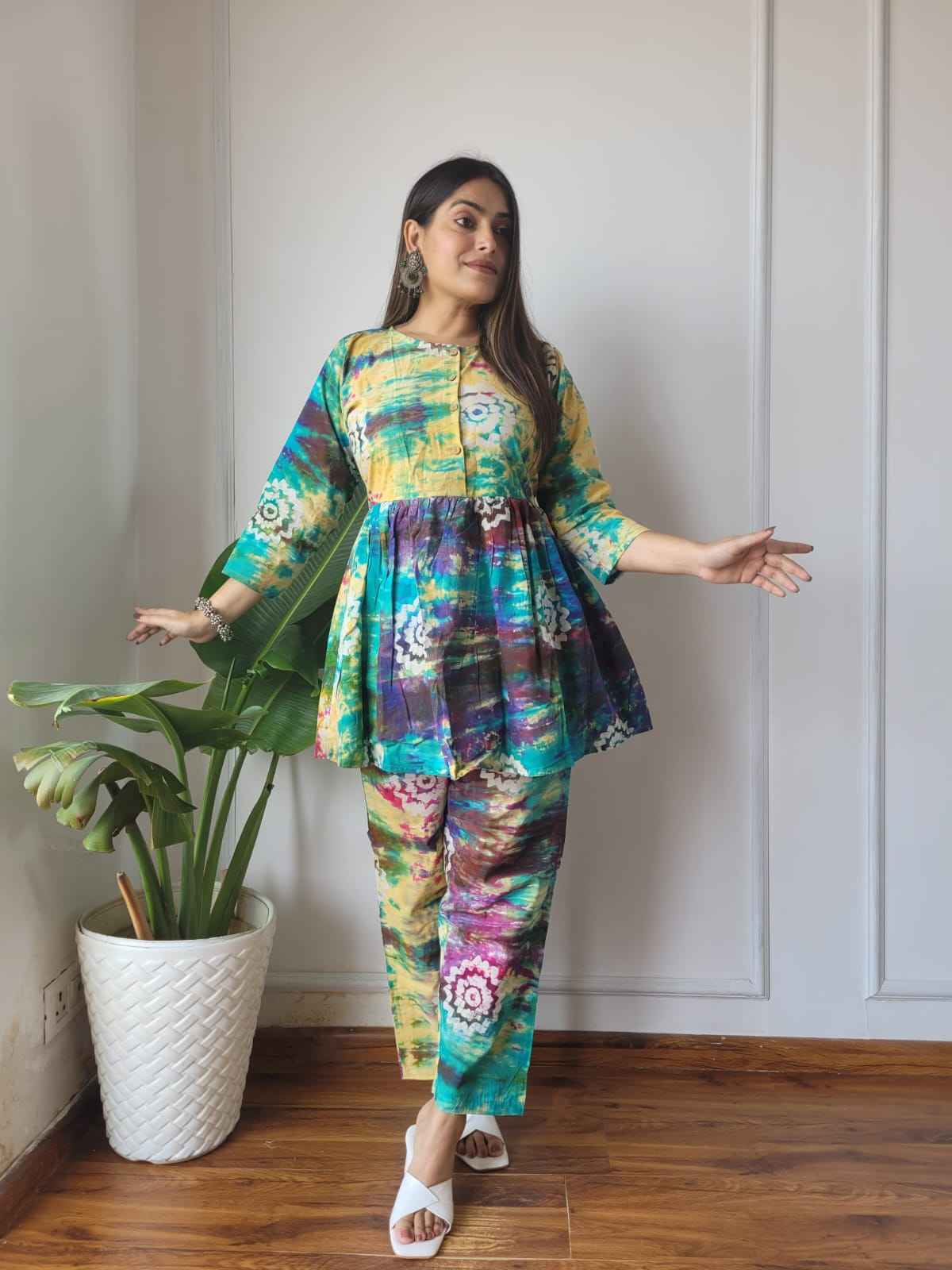 Traditional Bagru Print Cotton Kurti Palazzo Set