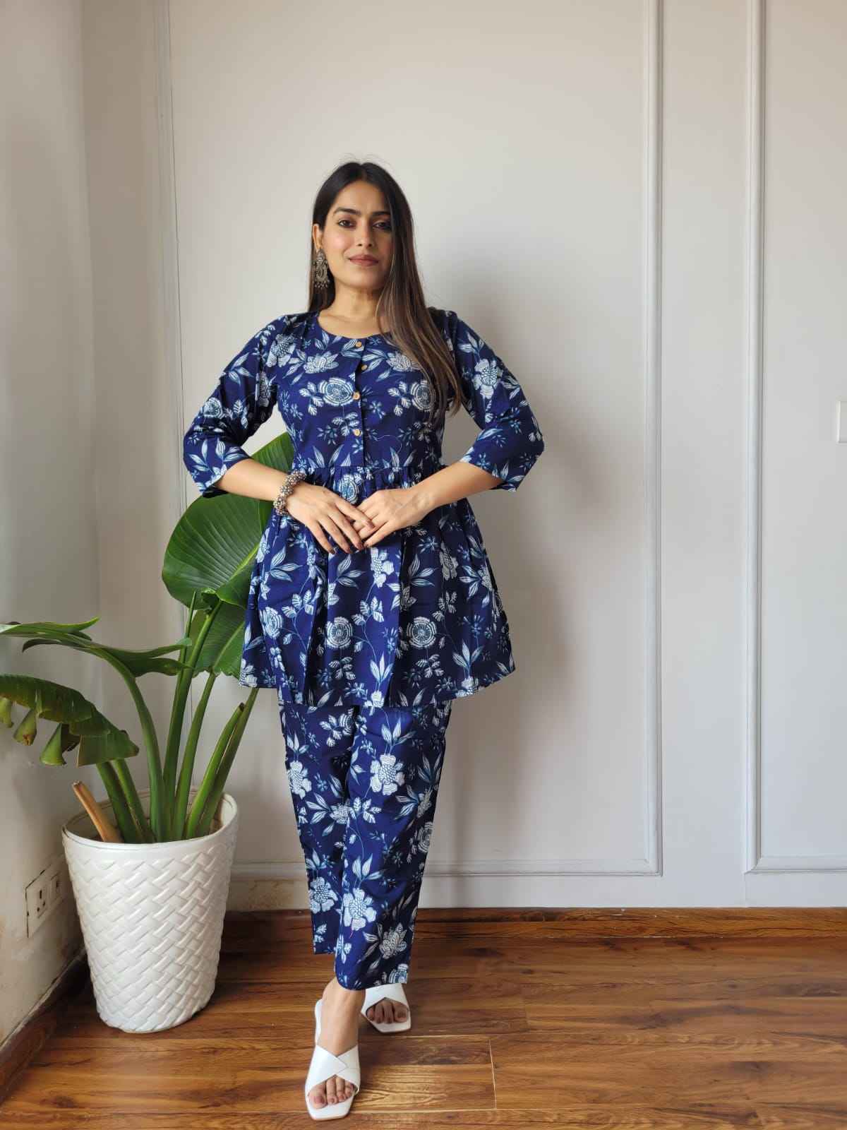 Traditional Bagru Print Cotton Kurti Palazzo Set