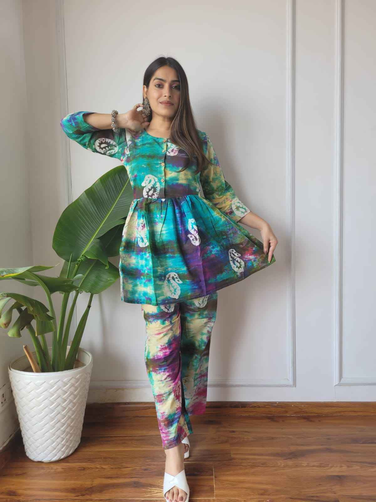 Traditional Bagru Print Cotton Kurti Palazzo Set
