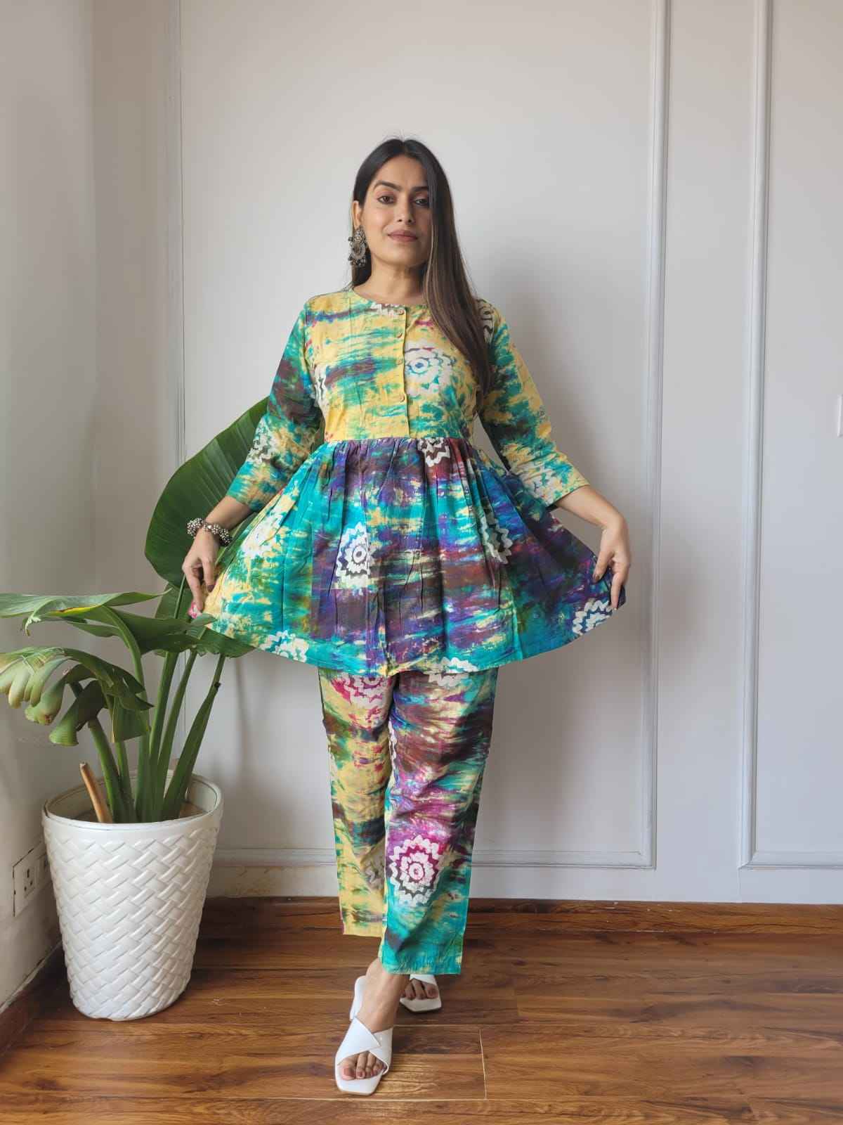 Traditional Bagru Print Cotton Kurti Palazzo Set