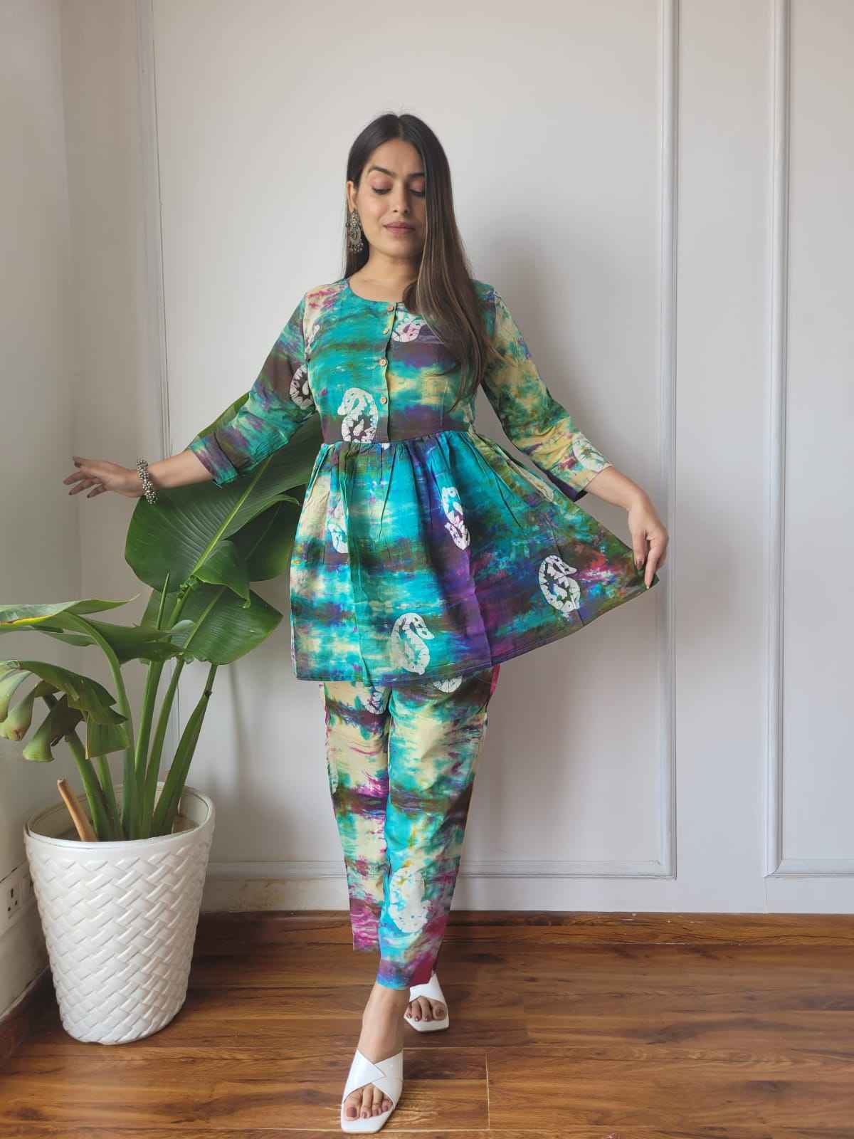 Traditional Bagru Print Cotton Kurti Palazzo Set