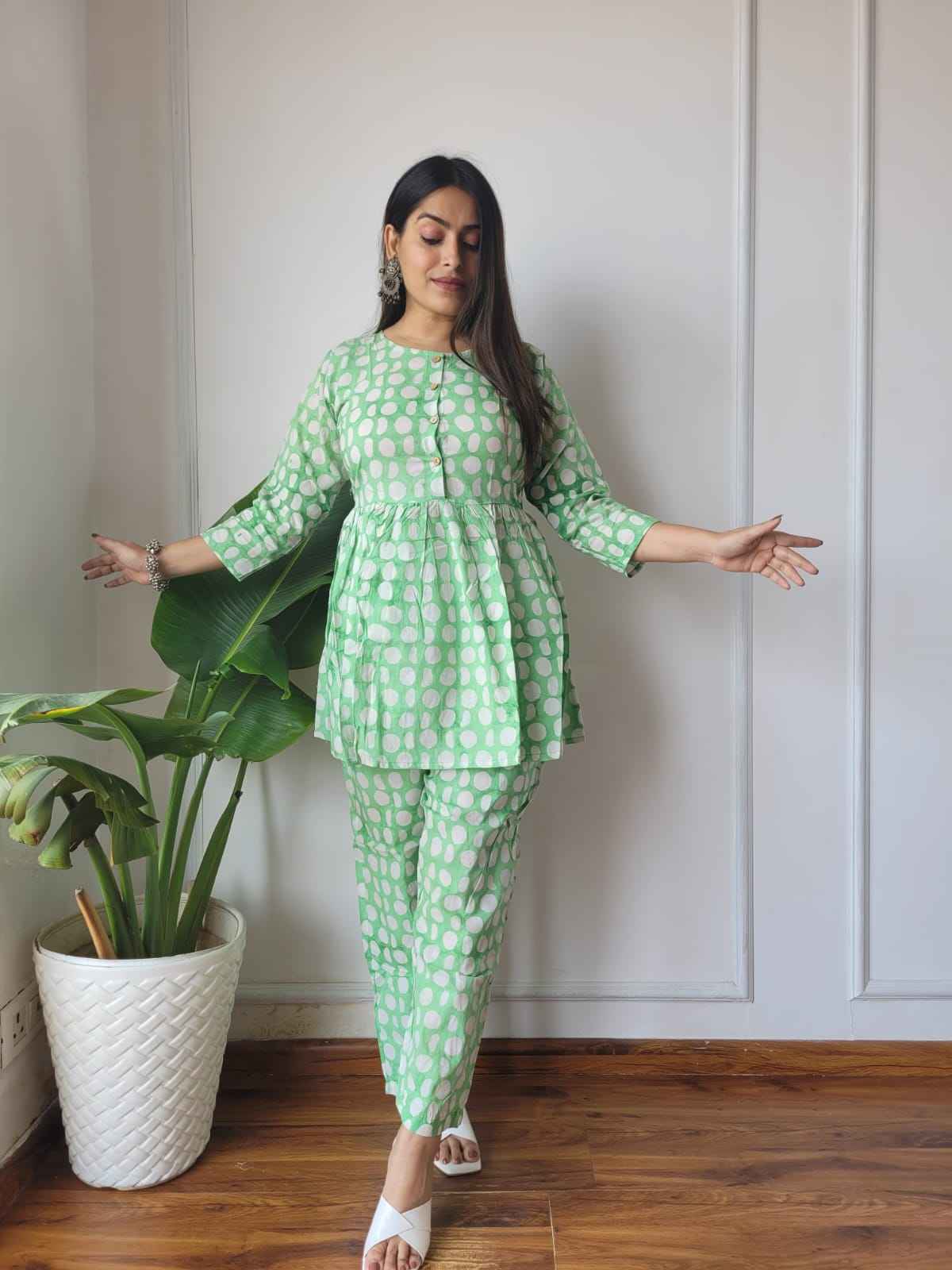 Traditional Bagru Print Cotton Kurti Palazzo Set