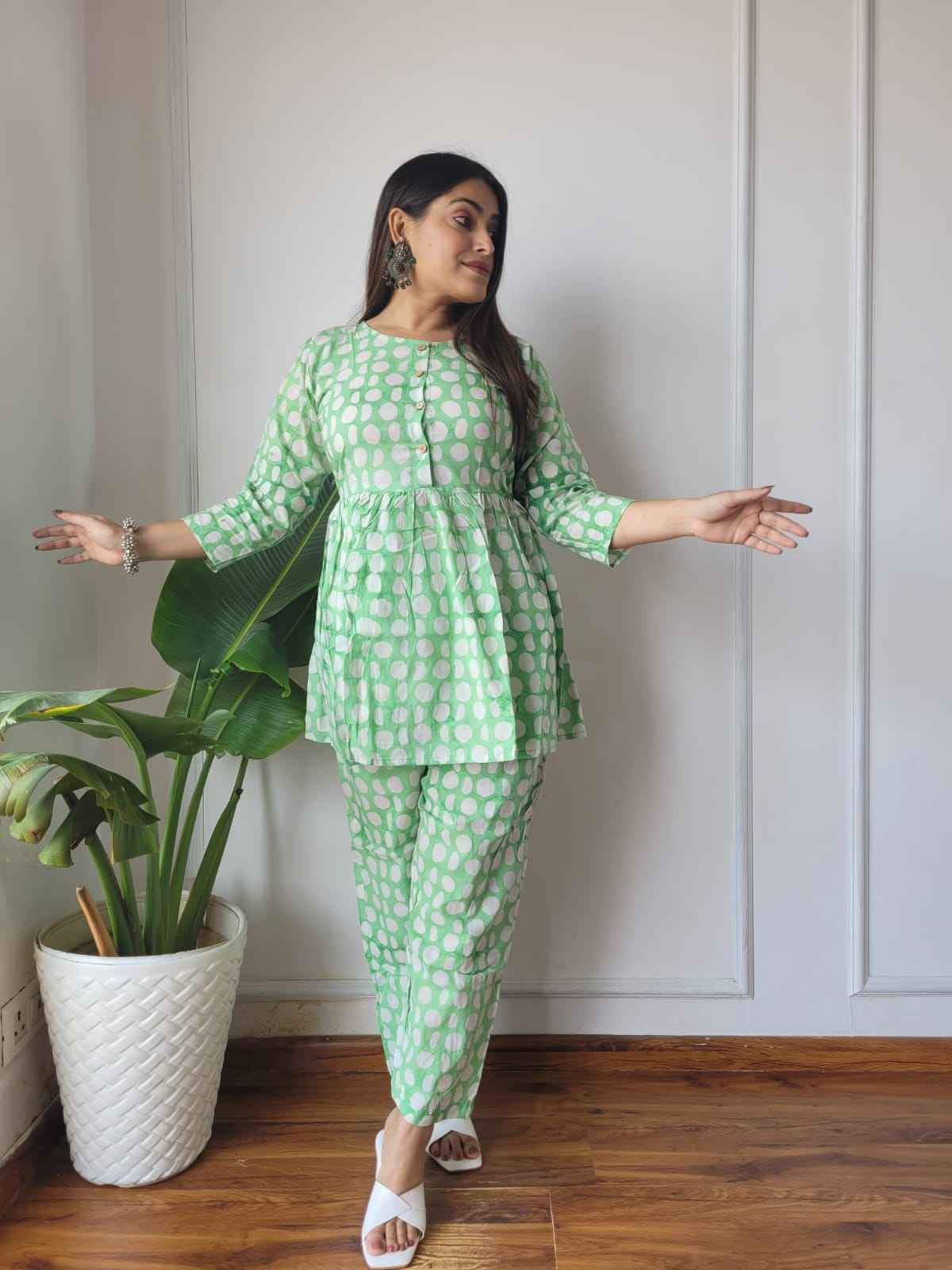 Traditional Bagru Print Cotton Kurti Palazzo Set