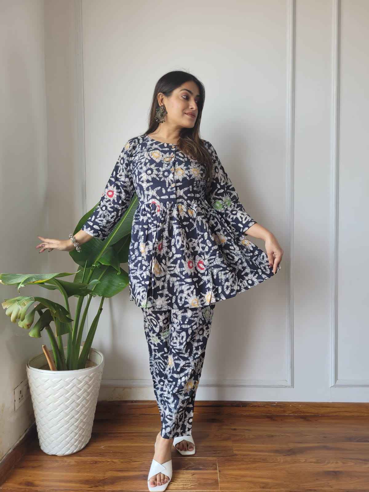 Traditional Bagru Print Cotton Kurti Palazzo Set