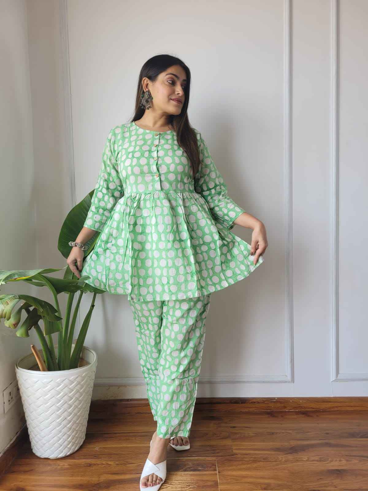 Traditional Bagru Print Cotton Kurti Palazzo Set
