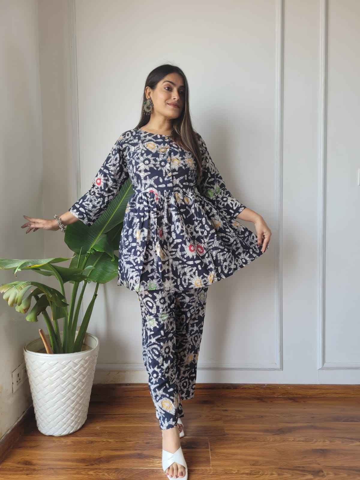 Traditional Bagru Print Cotton Kurti Palazzo Set