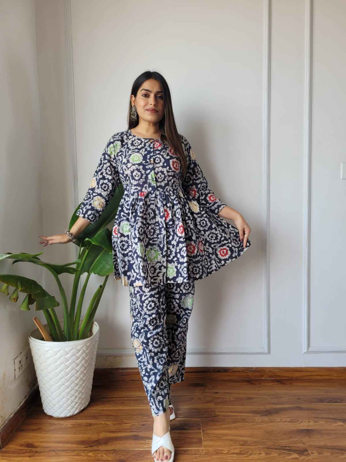 Traditional Bagru Print Cotton Kurti Palazzo Set