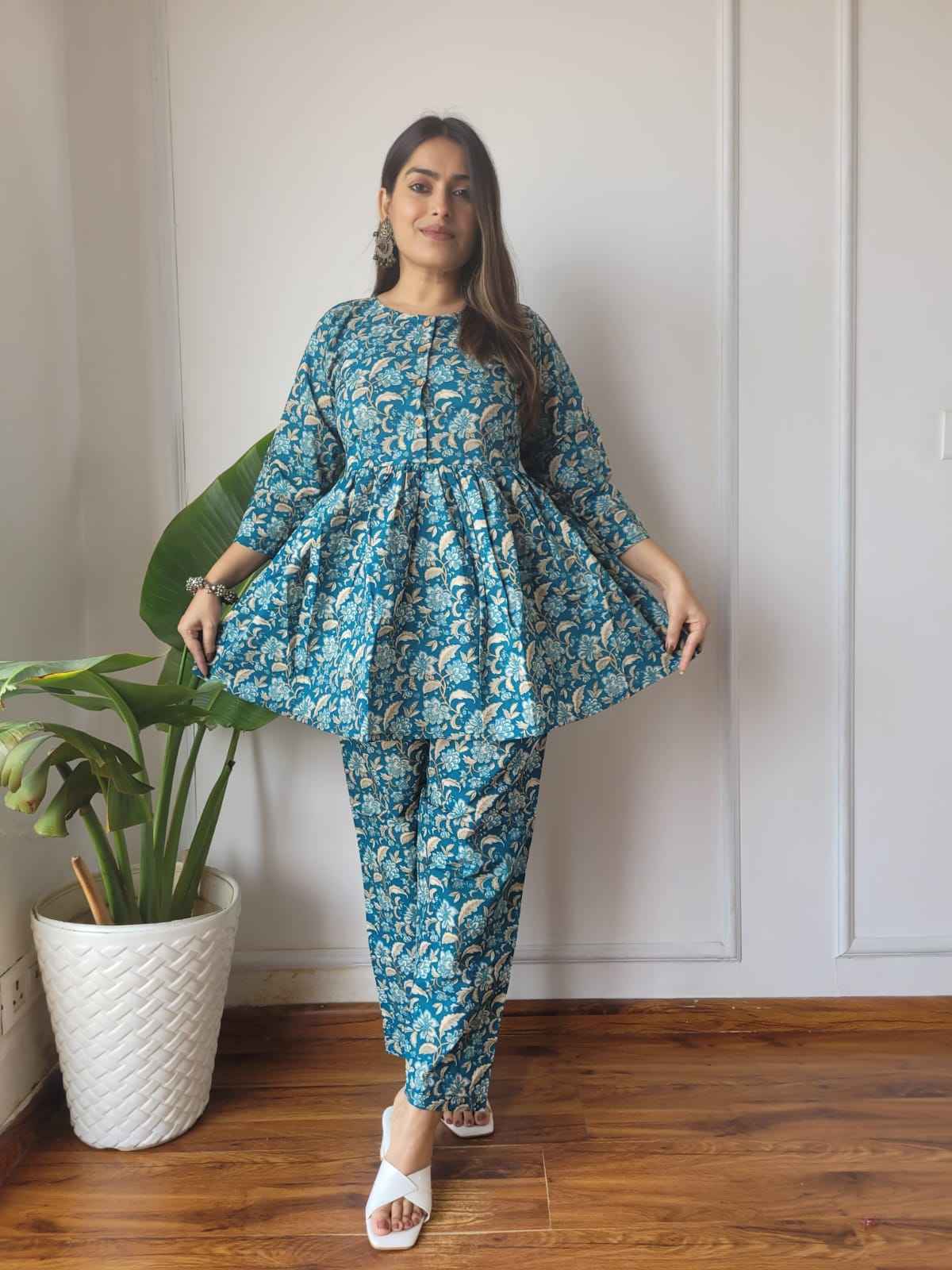 Traditional Bagru Print Cotton Kurti Palazzo Set