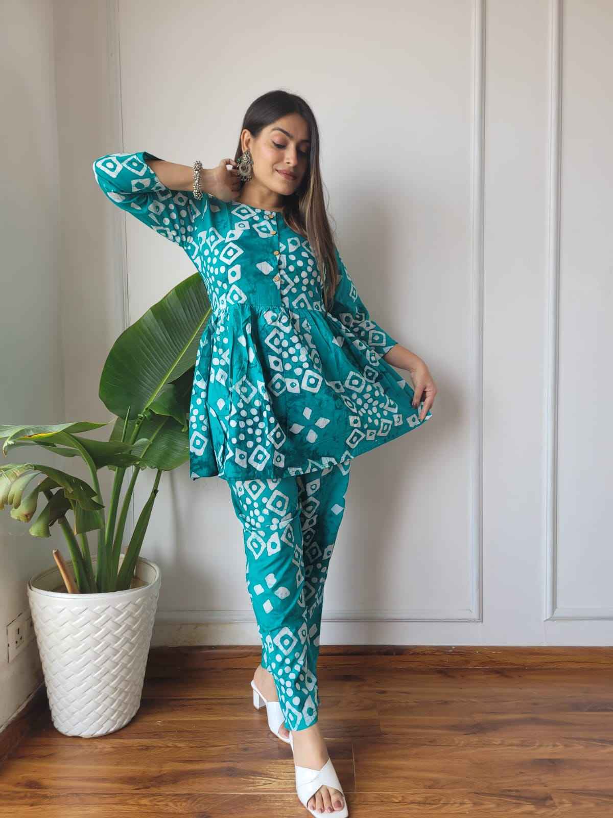 Traditional Bagru Print Cotton Kurti Palazzo Set