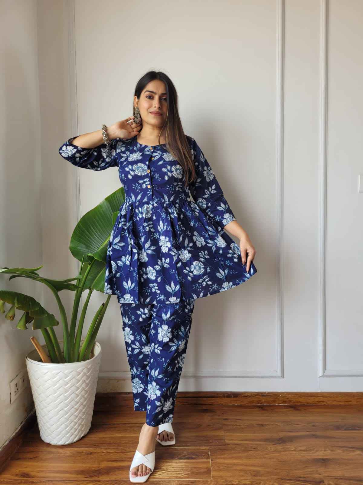 Traditional Bagru Print Cotton Kurti Palazzo Set