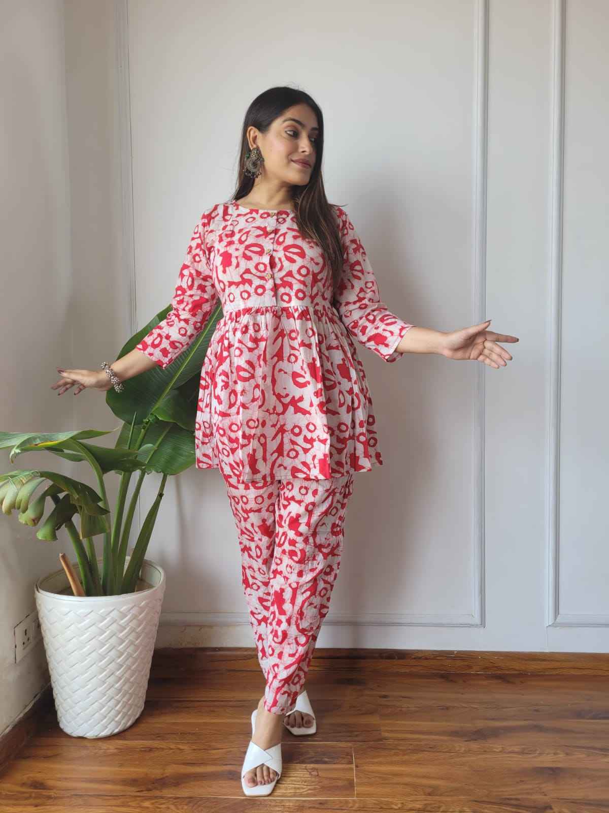 Traditional Bagru Print Cotton Kurti Palazzo Set