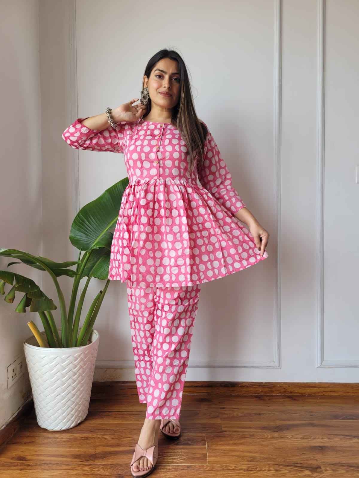 Traditional Bagru Print Cotton Kurti Palazzo Set