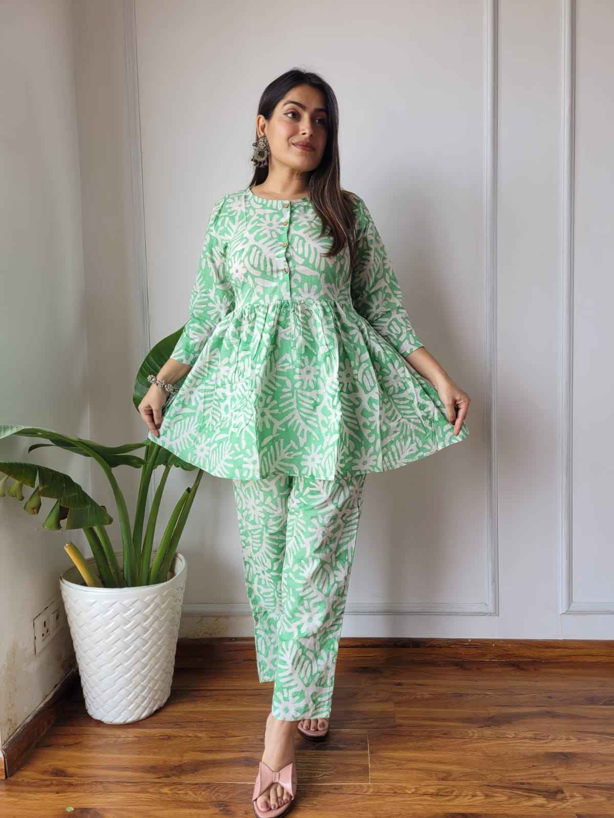 Traditional Bagru Print Cotton Kurti Palazzo Set