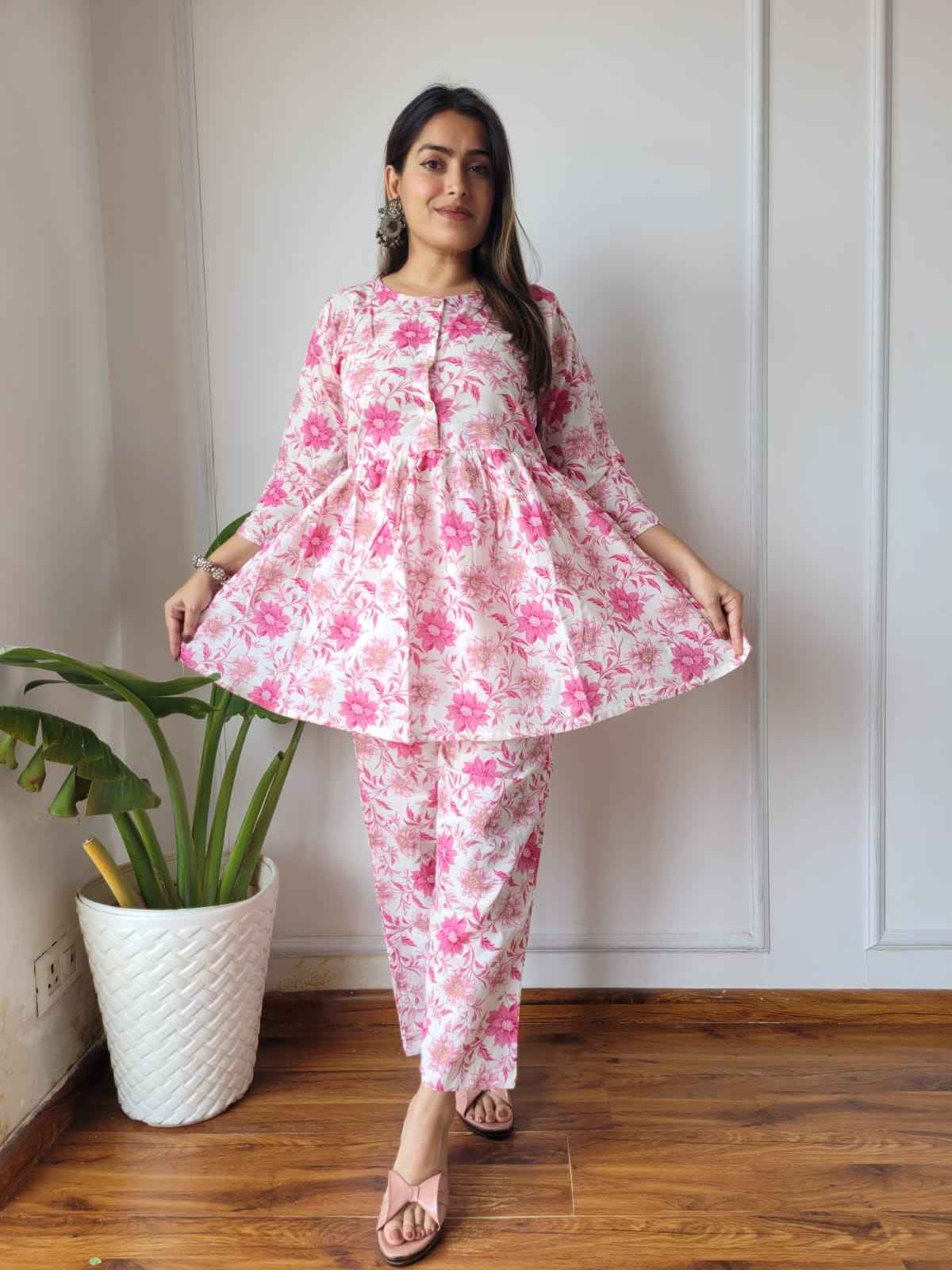 Traditional Bagru Print Cotton Kurti Palazzo Set