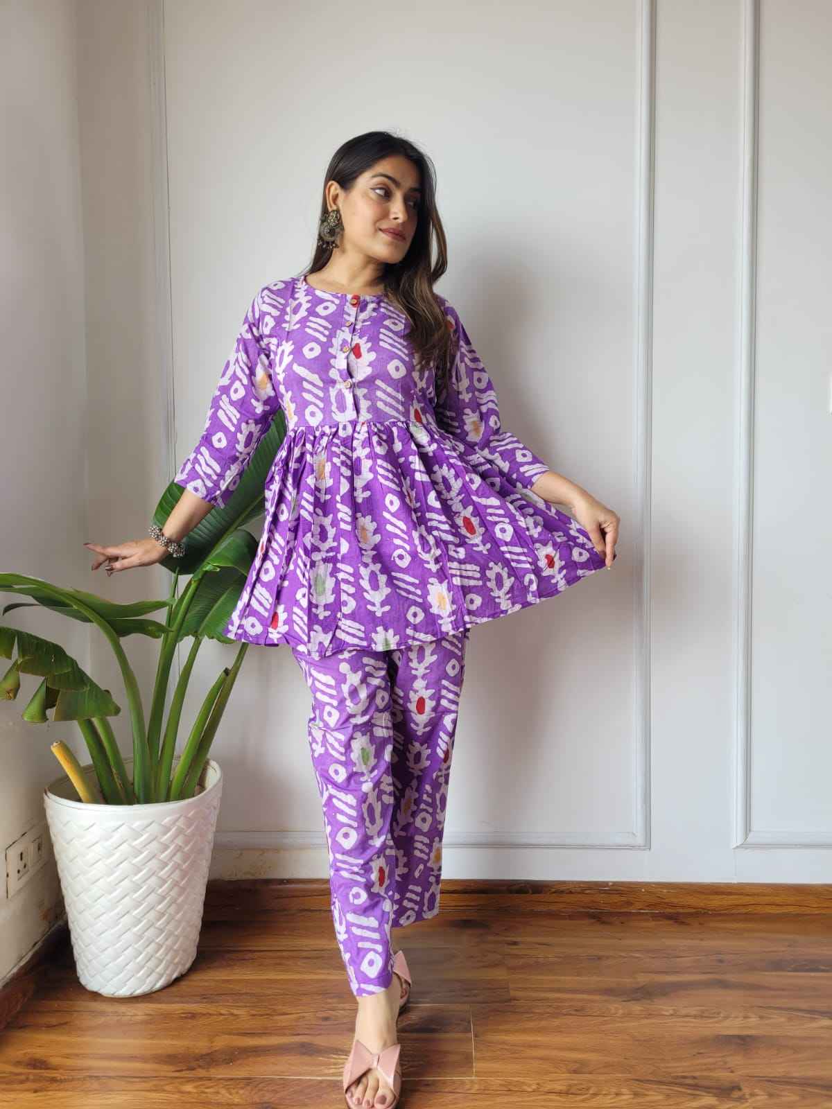 Traditional Bagru Print Cotton Kurti Palazzo Set
