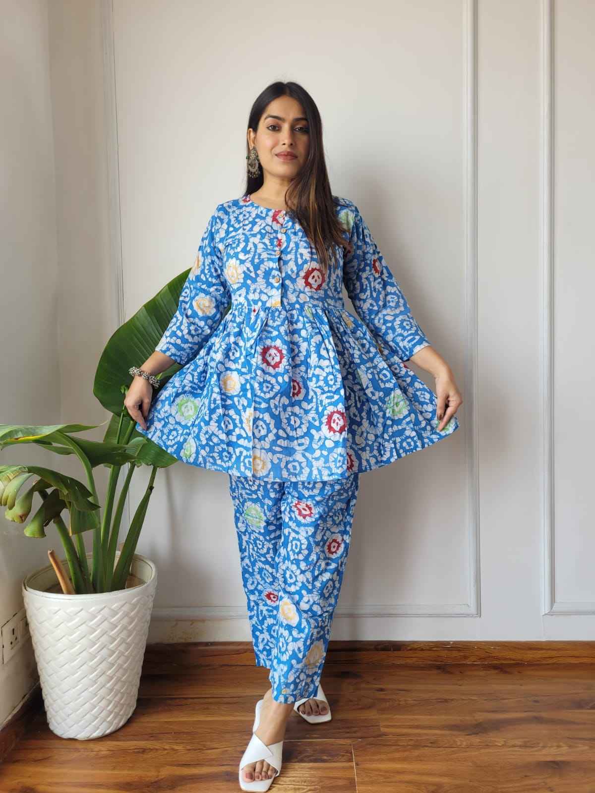 Traditional Bagru Print Cotton Kurti Palazzo Set