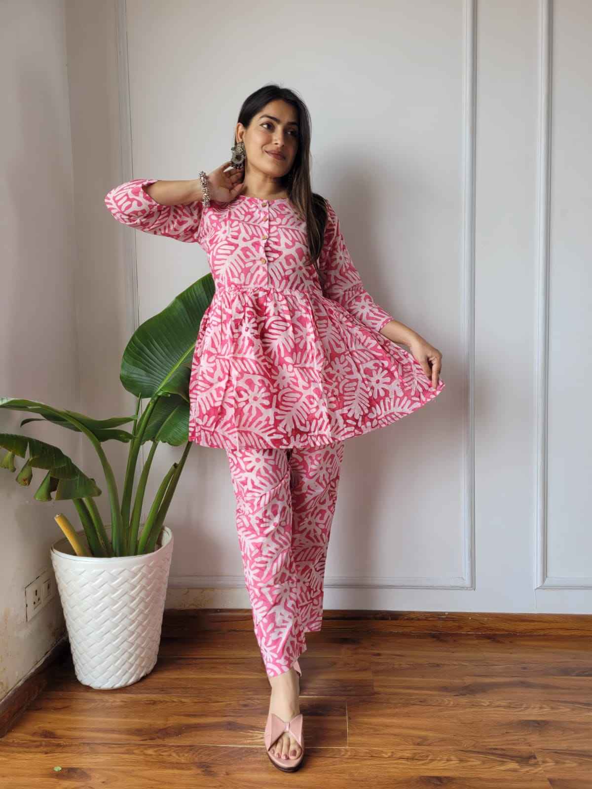 Traditional Bagru Print Cotton Kurti Palazzo Set