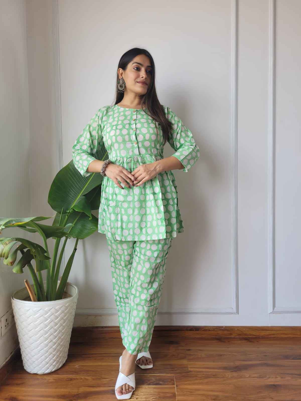 Traditional Bagru Print Cotton Kurti Palazzo Set