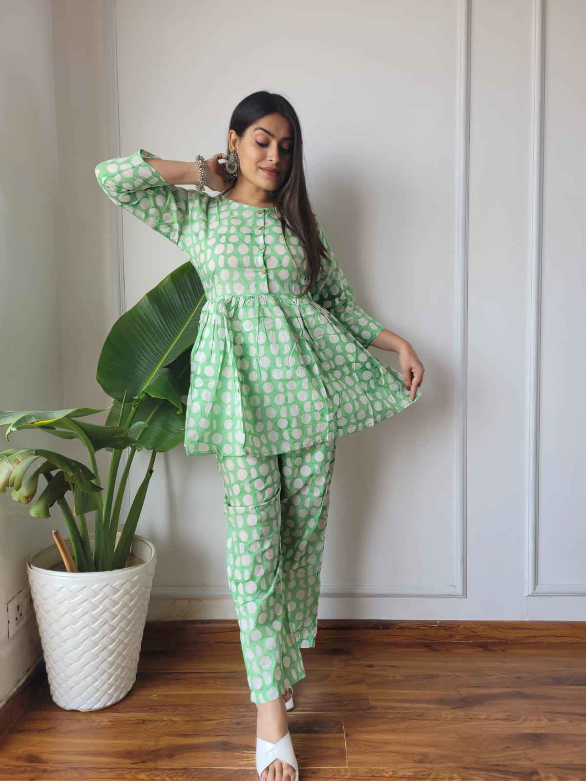 Traditional Bagru Print Cotton Kurti Palazzo Set