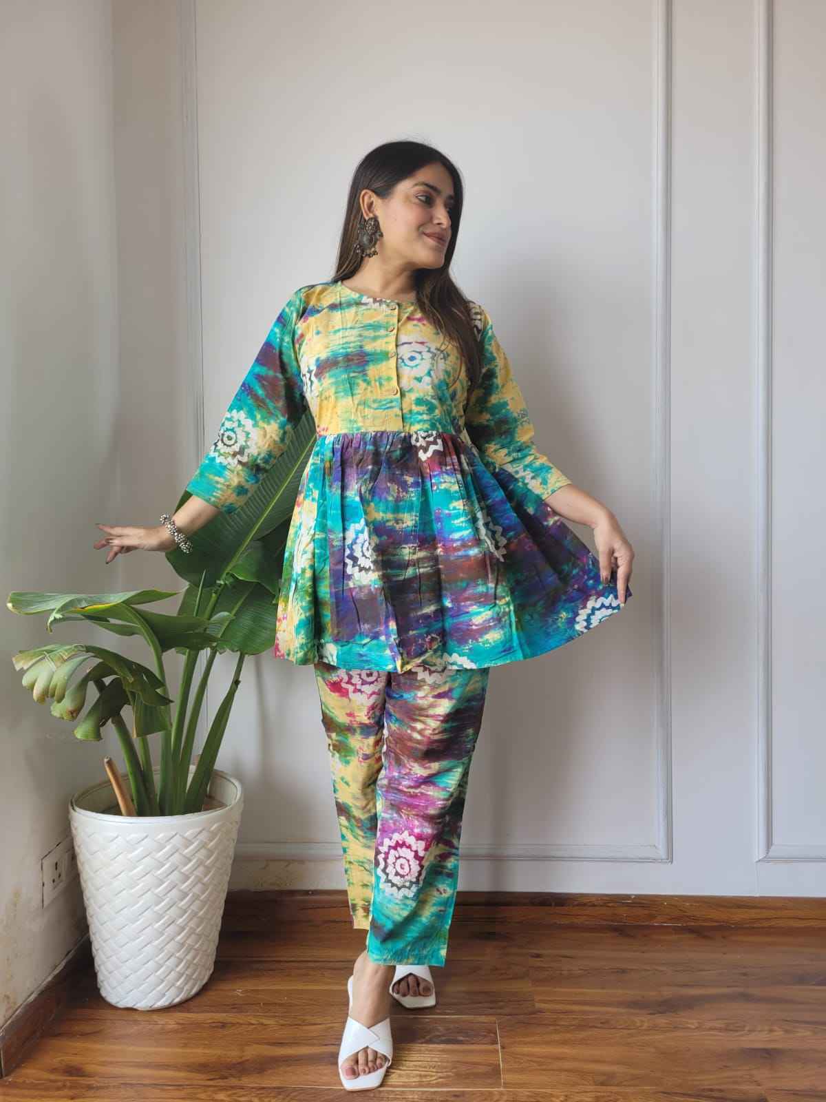 Traditional Bagru Print Cotton Kurti Palazzo Set