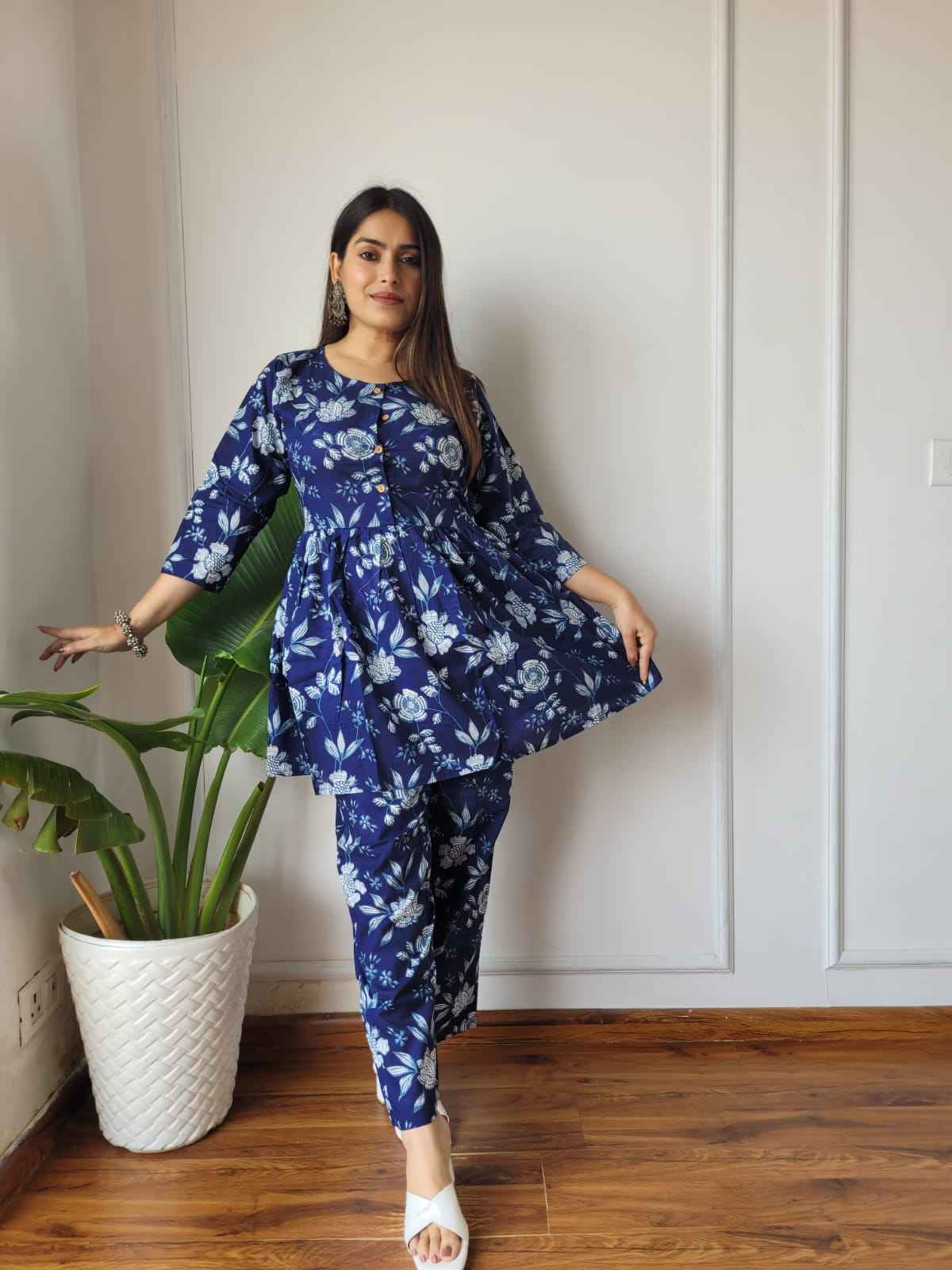 Traditional Bagru Print Cotton Kurti Palazzo Set