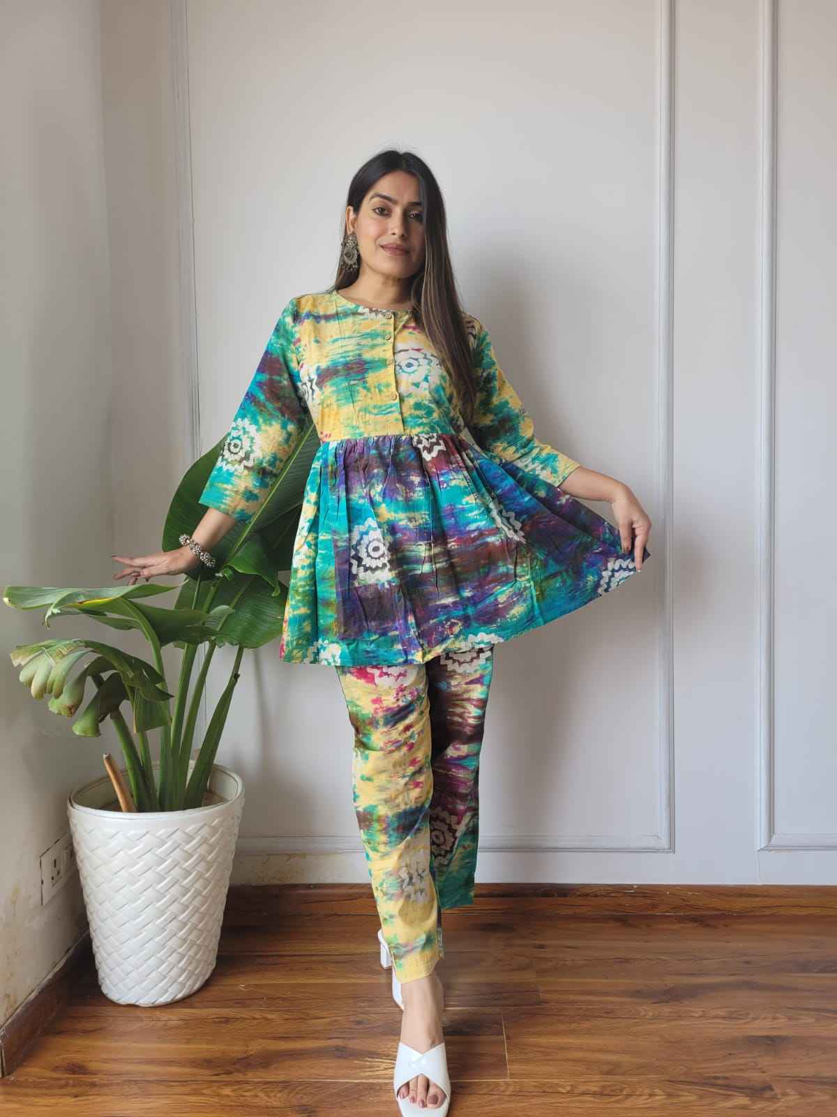 Traditional Bagru Print Cotton Kurti Palazzo Set