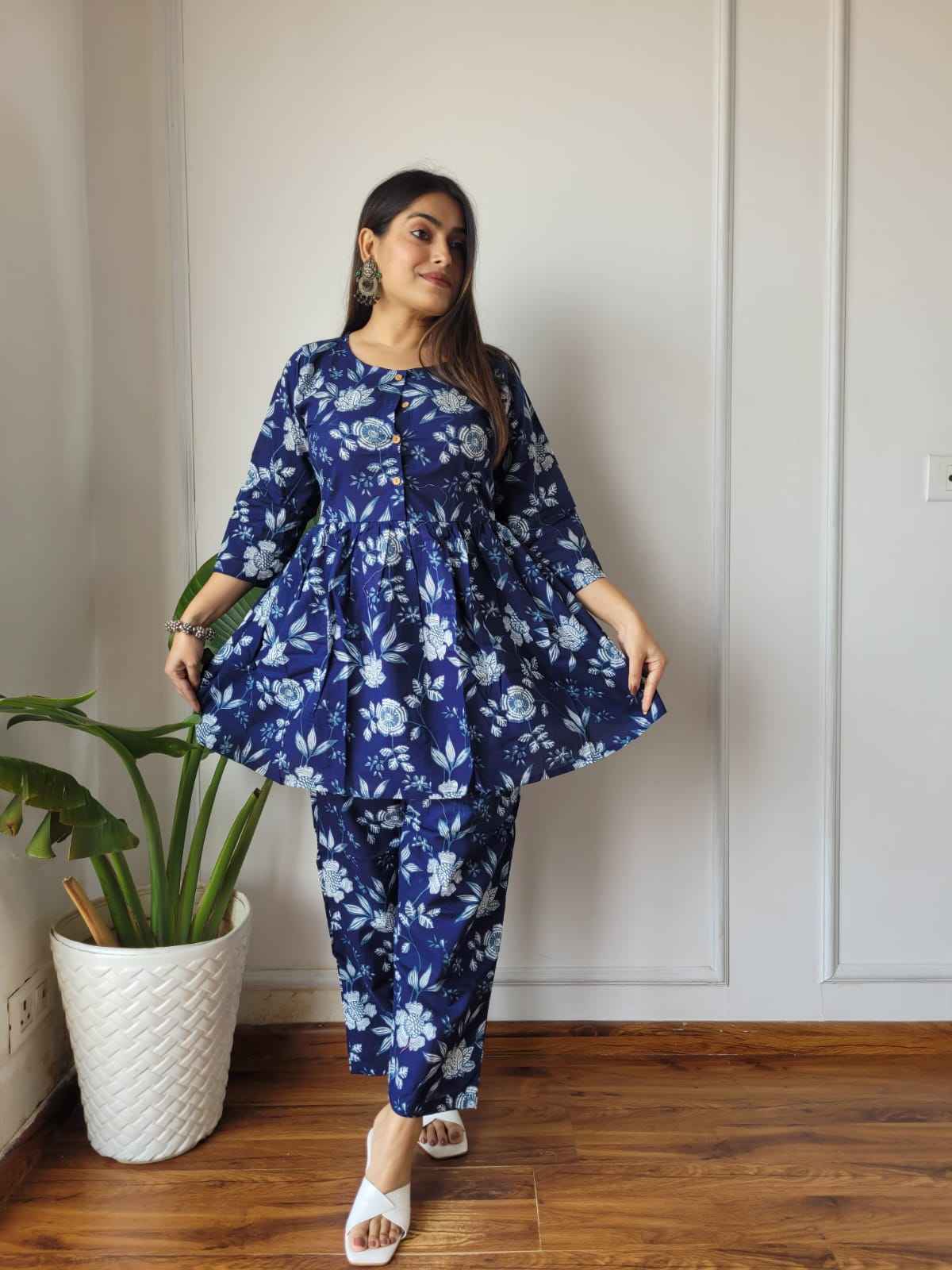 Traditional Bagru Print Cotton Kurti Palazzo Set