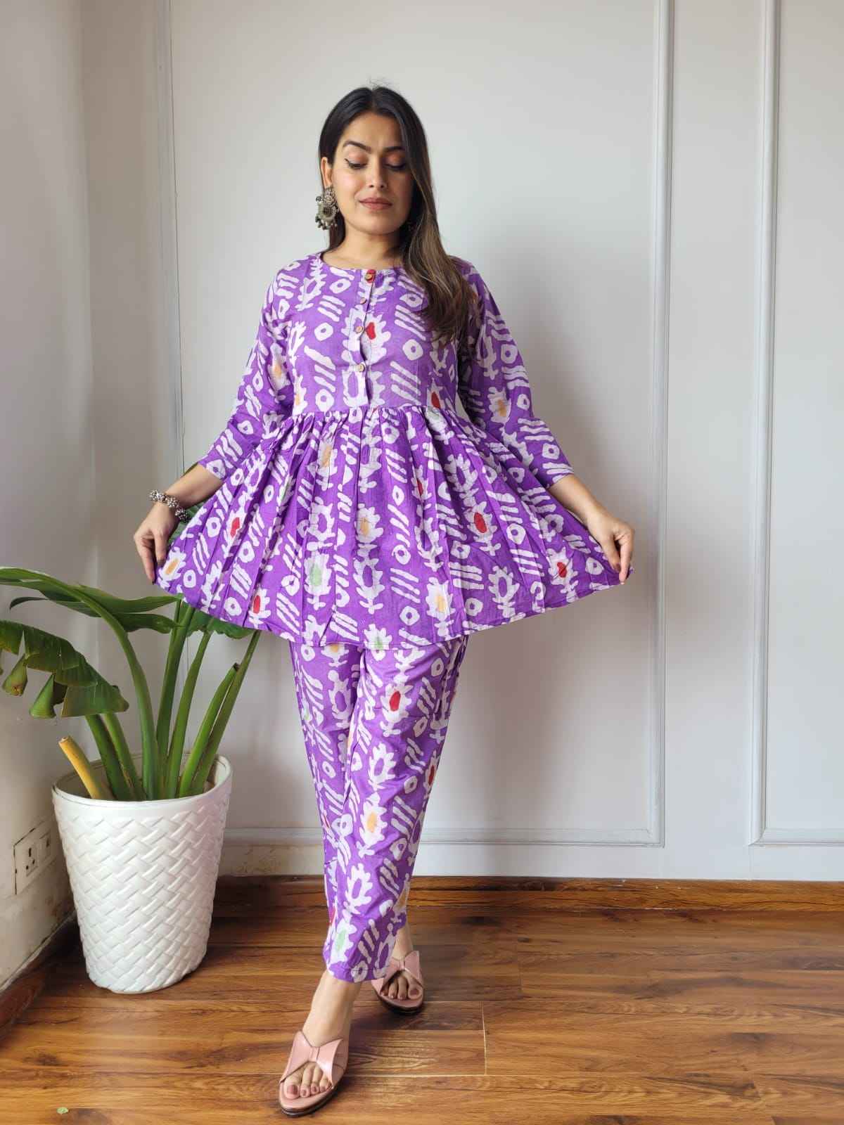 Traditional Bagru Print Cotton Kurti Palazzo Set