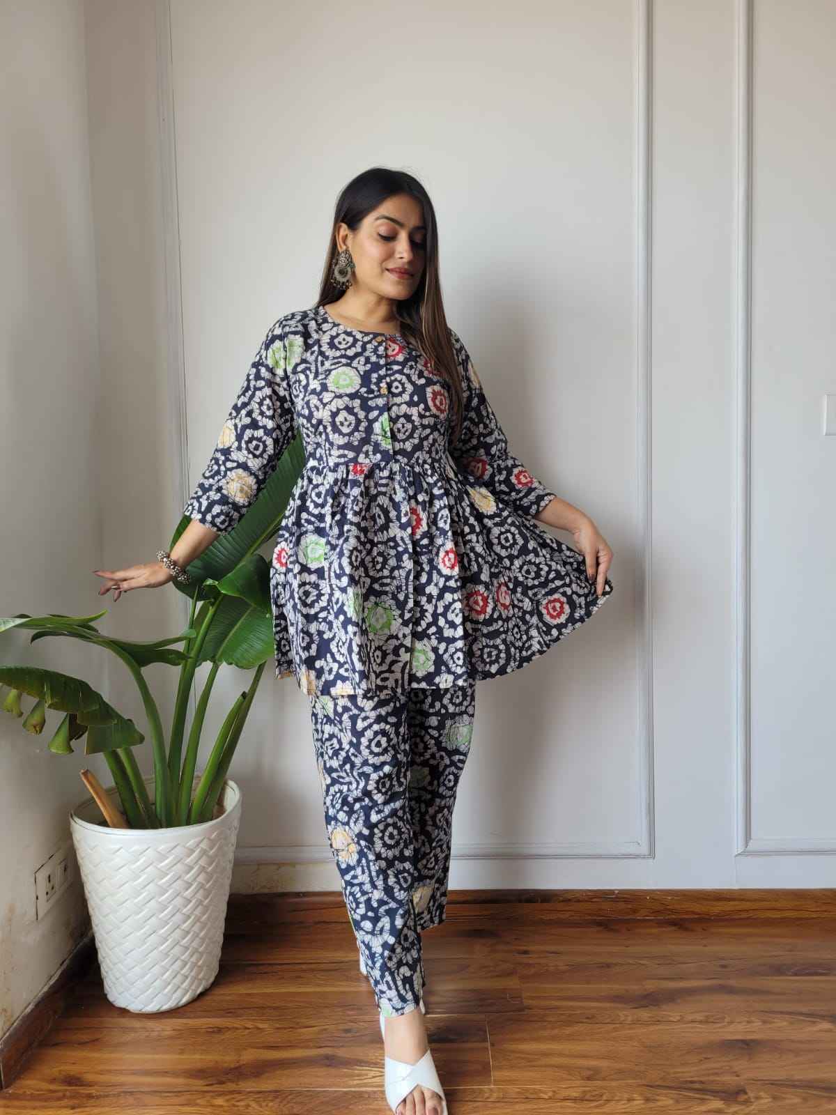 Traditional Bagru Print Cotton Kurti Palazzo Set
