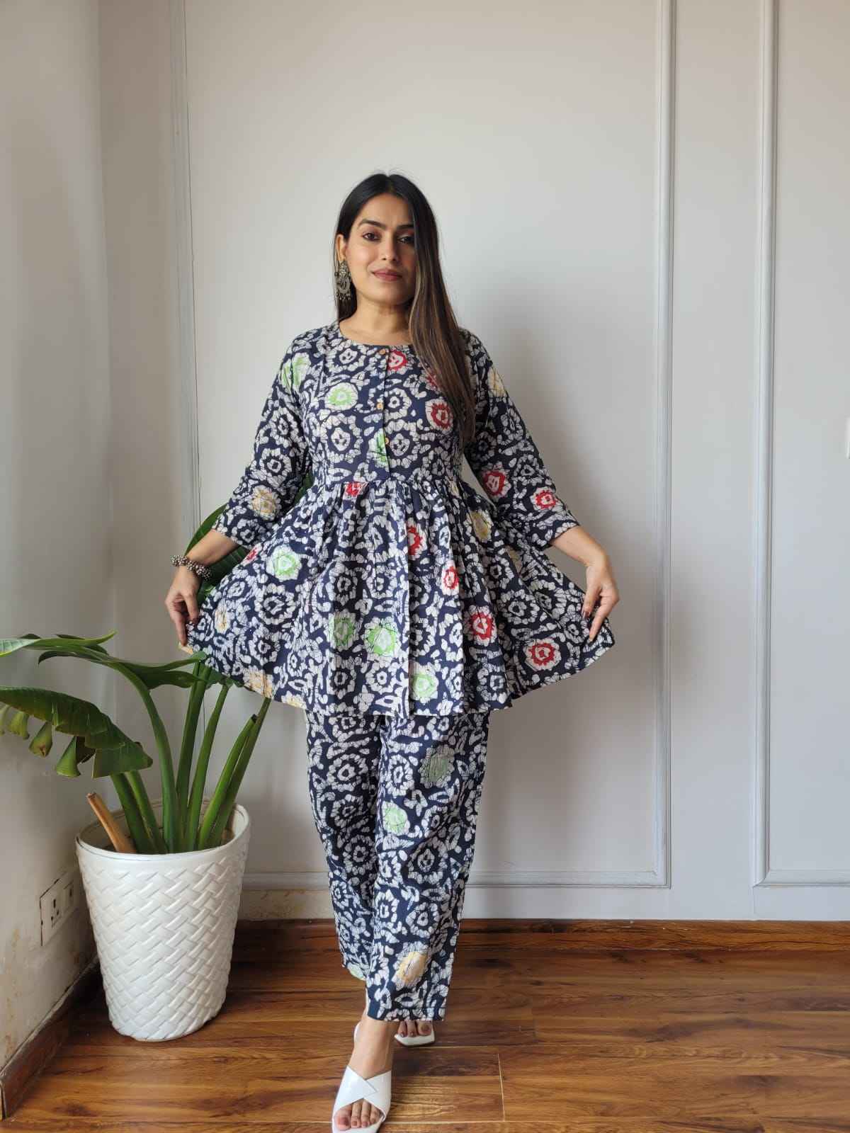 Traditional Bagru Print Cotton Kurti Palazzo Set