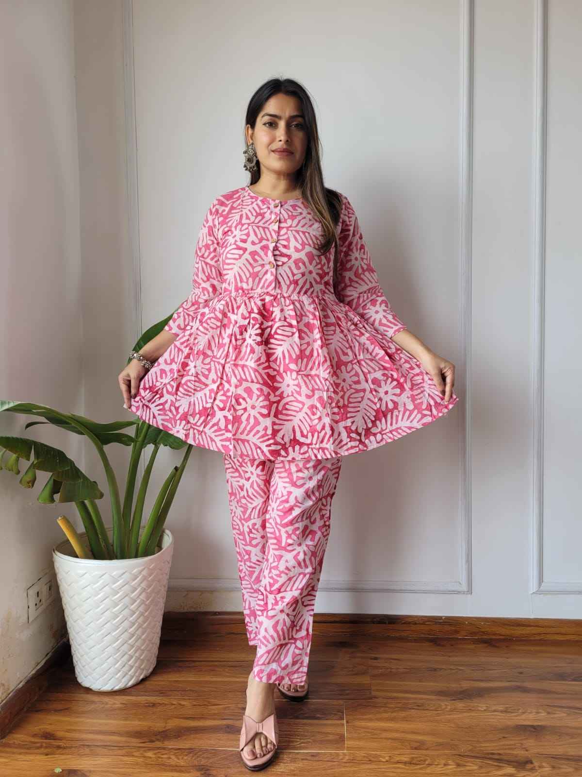 Traditional Bagru Print Cotton Kurti Palazzo Set