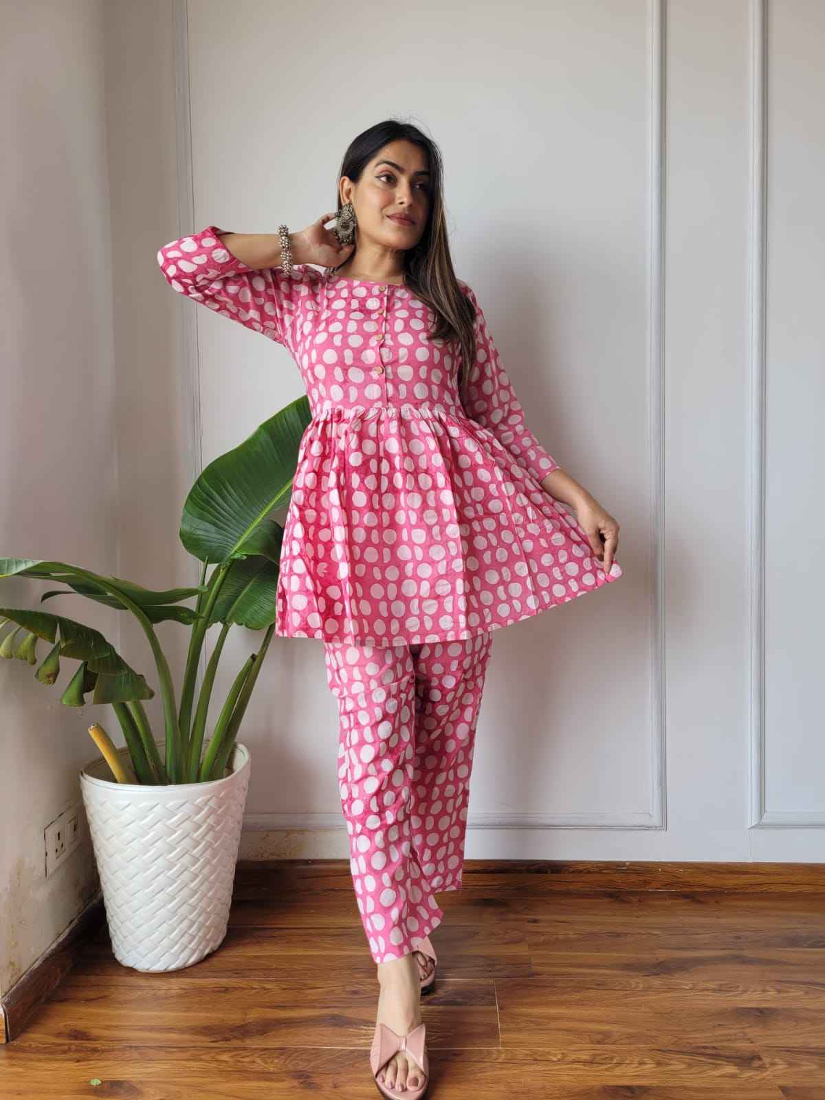 Traditional Bagru Print Cotton Kurti Palazzo Set