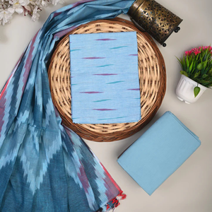 Ikat Suit Sets With Kota Doria Dupatta
