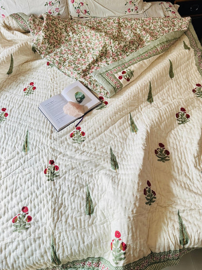 Heritagewear Hand Block Printed Reversible Cotton Quilt