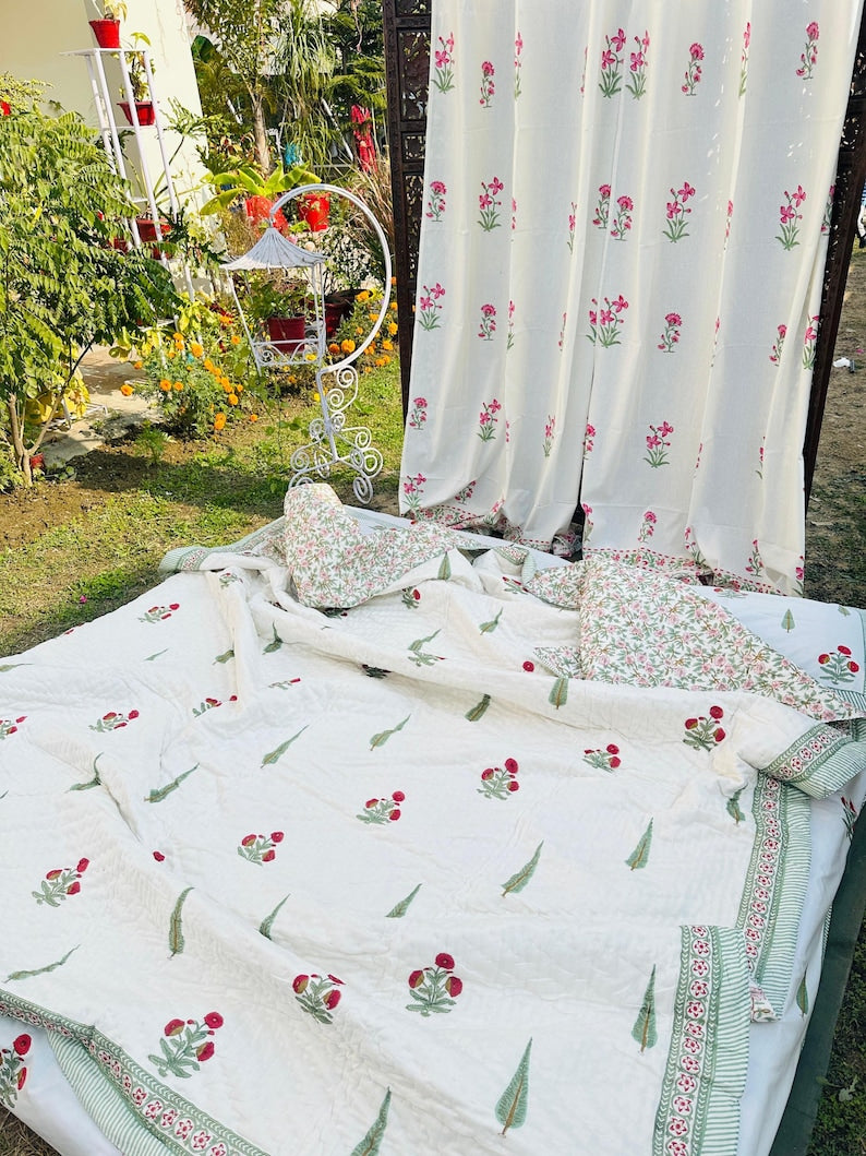 Heritagewear Hand Block Printed Reversible Cotton Quilt