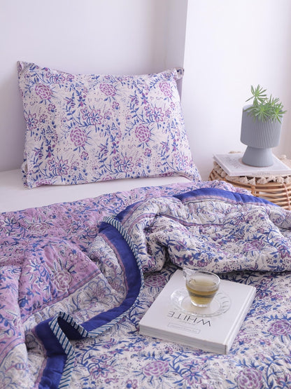 Purple Indian Cotton Quilt – Hand Block Printed Comfort All-Season
