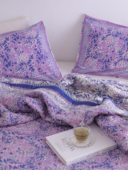Purple Indian Cotton Quilt – Hand Block Printed Comfort All-Season