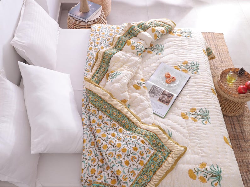 Indian Hand Block Printed Floral Hand Block Cotton Lightweight Doona