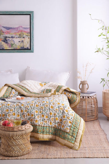 Indian Hand Block Printed Floral Hand Block Cotton Lightweight Doona